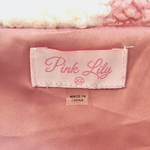 Pink Lily Sherpa Jacket Pink Multicolor Plaid Lined Womens Size XL - Picture 11 of 16